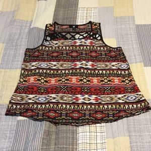 Aztec print sleeveless blouse